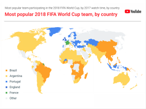 The most popular 2018 FIFA World Cup teams in each of the world’s countries
