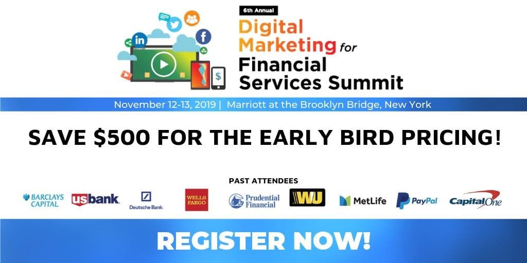 The 2019 Digital Marketing Summit for Financial Services is the biggest, longest-running digital marketing event in finance industry for digital strategists and experts worldwide. See the pricing options 