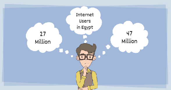 In its 8th report on Internet users in Egypt, eMarketing Egypt compiled various statistics from several sources on the actual number of Internet users in Egypt, which ranged from 27 million according to CAPMAS and 47 million according to Northwestern University in Qatar.