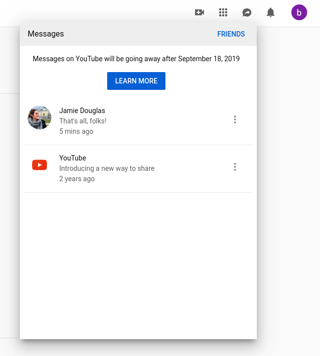 YouTube is getting rid of its native messaging feature, Starting September 18th, the option will not be available within the app.